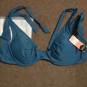 New Shapermint Blue Full Coverage Halter Bikini Top 3XL
